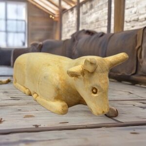 Nativity Ox Wood Hand Made By Ralph Herrenbruck 1999 Vintage Christmas Kneeling